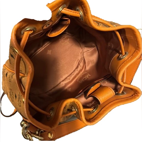 MCM Cognac Visetos Bucket Crossbody Bag - Picture 6 of 7